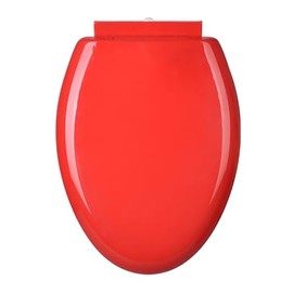 Color Elongated Toilet Seat, 18.5×14.2" Soft Close Toilet Seats Cover with Quick Release for Easy Clean, PP Plastic V Type Toilet Lid, Load 400 Lbs,Red