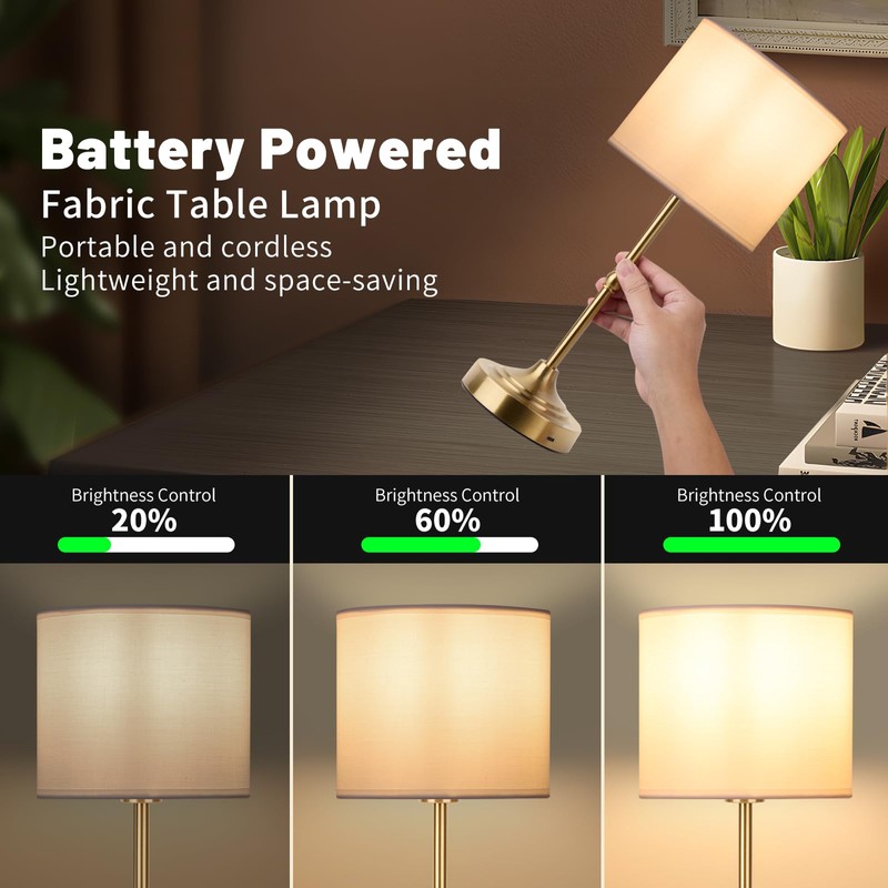 HAPYGI Portable Cordless Table Lamp,Built-in 5200mAH Rechargeable Battery, Dimmable Touch