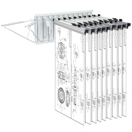 VEVOR Wall Mount Blueprint Storage Rack – Holds up to 1200 Blueprints, Hanging Blueprint Holder with 12 Pivot Brackets, for 24", 30", 36", or 42" Clamps(Rack Only Without Clamps)- Heavy Duty(240lbs)