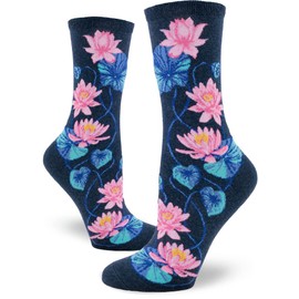 ModSocks Women's Lotus Crew Socks in Heather Navy