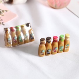 SXFSE Dollhouse Decoration Accessories, 1:12 Dollhouse Ornament 5 Pcs Mini Bottled Coffee Drink Set