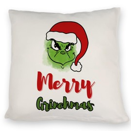 speecheese Merry Grinchmas Christmas Cushion A Christmas Decorative Cushion for the Couch Christmas Cushion Grinchen with Christmas Motif Funny Cushion Cover Colleagues Printed