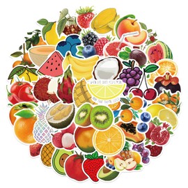 Fruit Sticker 50 Pieces Vegetable Fruit Vinyl Sticker for Laptop Skateboard Guitar Travel Box Door Luggage Car Bicycle