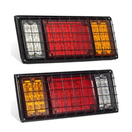 Partsam 2Pcs LED Truck Trailer Tail Lights Bar Kit 40 LED Waterproof Tail Turn Signal Brake Light Running Reverse Light with Iron Net Protection 5 Wires 10V-30V for Truck Boat Trailer UTV RV Camper