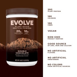 Evolve Double Chocolate Plant Based Protein Powder 20g Dairy Soy Gluten Free