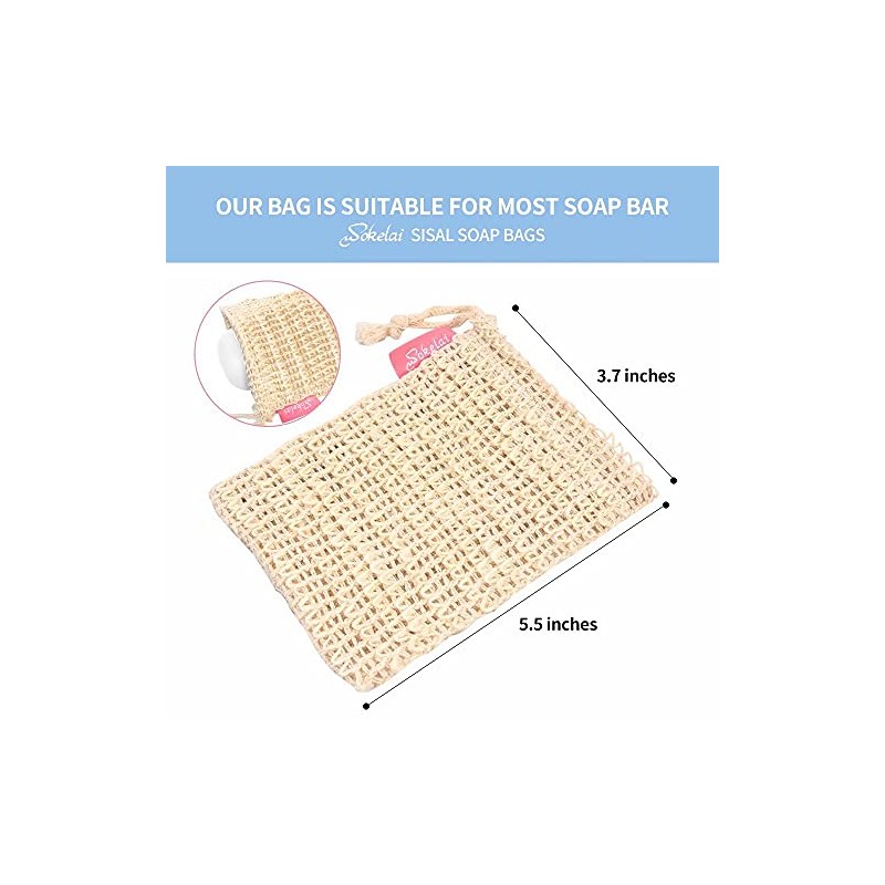 6 bolsas de jabón de sisal natural, bolsas de jabón