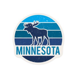 Die Cut Sticker Minnesota, Moose, Contour Vinyl Sticker 1 to 3 inches (Waterproof Decal for Cars, Water Bottles, Laptops, Coolers), Small