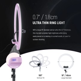 For Universal NEEWER Professional Ring Light with Stand and Phone Holder，18 inch Ultra Thin，