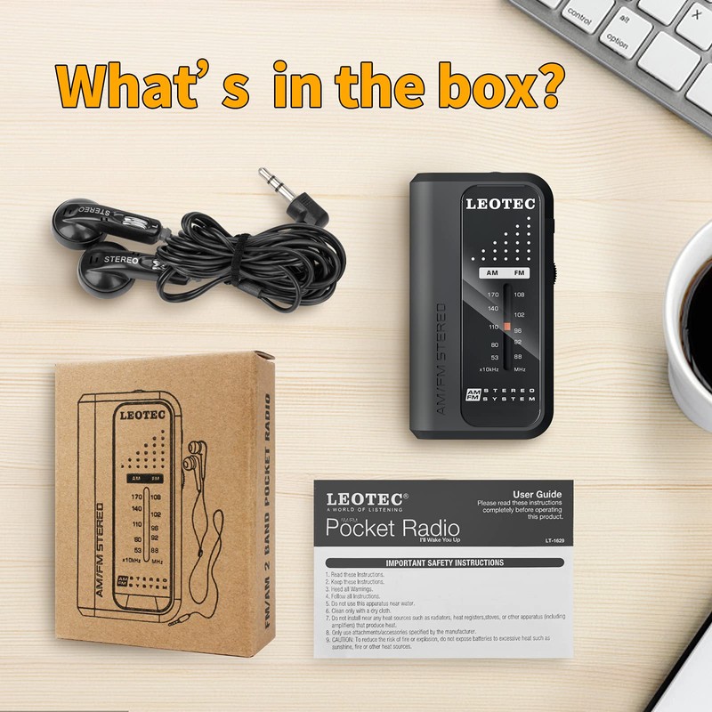 LEOTEC Small Pocket Radios, Battery Operated AM FM Radio, DBS