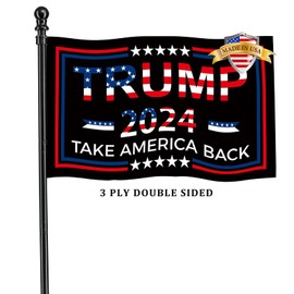 Trump 2024 Flag 3x5 Outdoor Double Sided 3ply Take America Back Made in USA Trump 2024 Flags Clear Pattern Durable Polyester with 2 Brass Grommets Fade Resistant for Indoor Outside Flag Decorations
