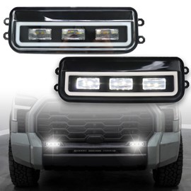 ZDEERAOTO Upgrade LED Front Bumper Fog light DRL Amber Sequential Turn Signal Lamp Feature Kit for 2022-2024 Toyota Tundra & 2024 Tacoma & 2023-2024 Sequoia & 2025 4Runner Front Fog Lamp,2pcs