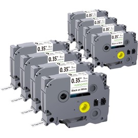 Yuanqimm Compatible with Brother P-touch Tapes 9 mm TZe-221 TZe221 TZ Tape Cassette 9 mm 0.35 Inch Black on White Label Tape for PT-1280 PT-H107B PT-H100LB PT-1000 PT-1010 PT-D400 PT-H105 H100R D4