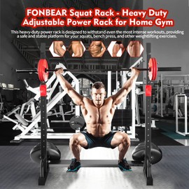 FONBEAR Squat Rack, Barbell Rack, Bench Press 550 LBS Max Load Adjustable Squat Rack Stand Multi-Function Weight Lifting Home Gym - Great for Beginners and Professional Use