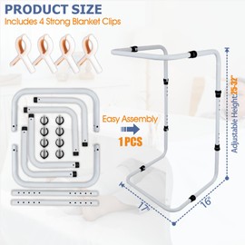 Blanket Lifter 4 Clips for Feet and Legs, Adjustable Blanket Support Frame Relieves Pressure on Feet & Toes, Ideal for Neuropathy, Post-Surgery, Arthritis