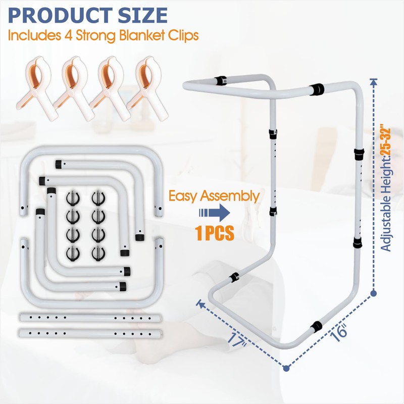 Blanket Lifter 4 Clips for Feet and Legs, Adjustable Blanket