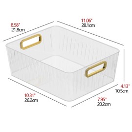 Vababa 4-Pack Clear Plastic Pantry Organizer Bins, Clear Storage Bins for Kitchen Refrigerator Organization