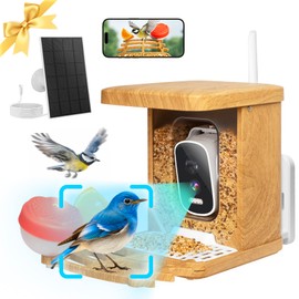 Smart Bird Feeder with Camera,Upgraded AI Identify Bird Species Bird Watching Camera Auto Capture,Bird Live Videos Motion Detection Notify, Solar Powered Panel Wireless Outdoor Gift for Bird Lover 1