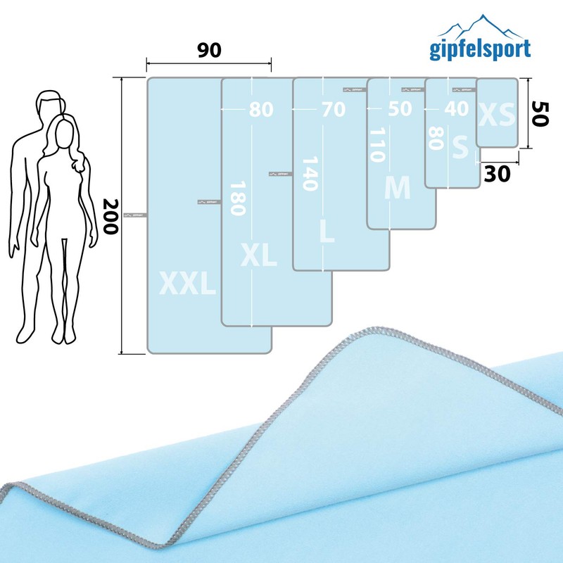 gipfelsport Microfibre Towel Set2 1x S(80x40cm) & 1x XL(180x80cm) Light