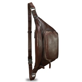 Genuine Leather Fanny Pack for Women and Men Real Leather Crossbody Sling Bag Fashion Waist Bag Chest Purse Pouch (Coffee)