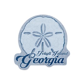 Die Cut Sticker Jekyll Island, Georgia, Sand Dollar, Blue, Coastal Icon, Vinyl Sticker 1 to 3 inches (Waterproof Decal for Cars, Water Bottles, Laptops, Coolers), Small