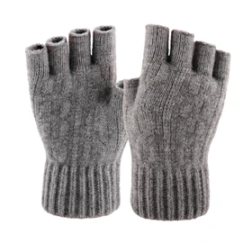 Beurlike Fingerless Gloves Half Finger Gloves for Men and Women Winter Warm Knitted Gloves Working Typing Running Biking Driving(Lightgrey)