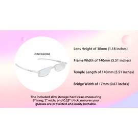Calabria Twist Flat Folding Reading Glasses +2.00 Clear Rimless Ultra Thin Foldable Compact Reader Travel Portable Slim Case