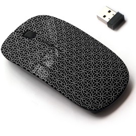 2.4G Wireless Mouse with Cute Pattern Design for All Laptops and Desktops with Nano Receiver - Black and White Floral