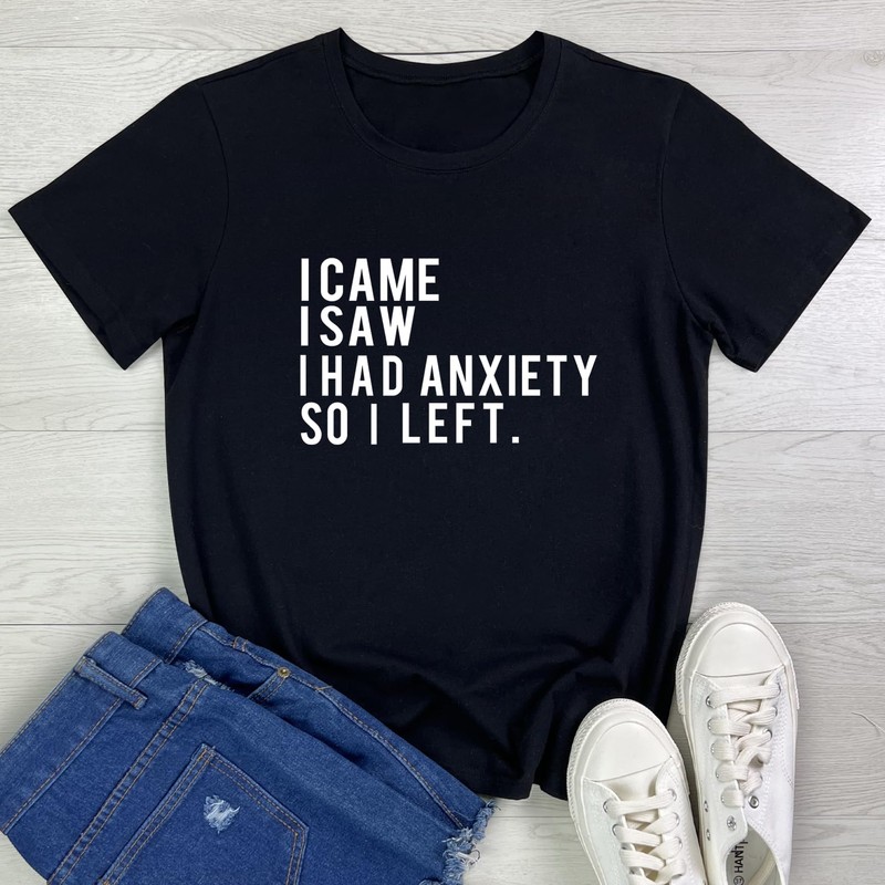BLACKMYTH Women Cute Tees I Came Graphic T Shirts Black