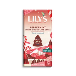 LILY'S White Chocolate Style Peppermint No Sugar Added Sweets, Christmas, Bulk, 2.8 oz Bars (12 Count)