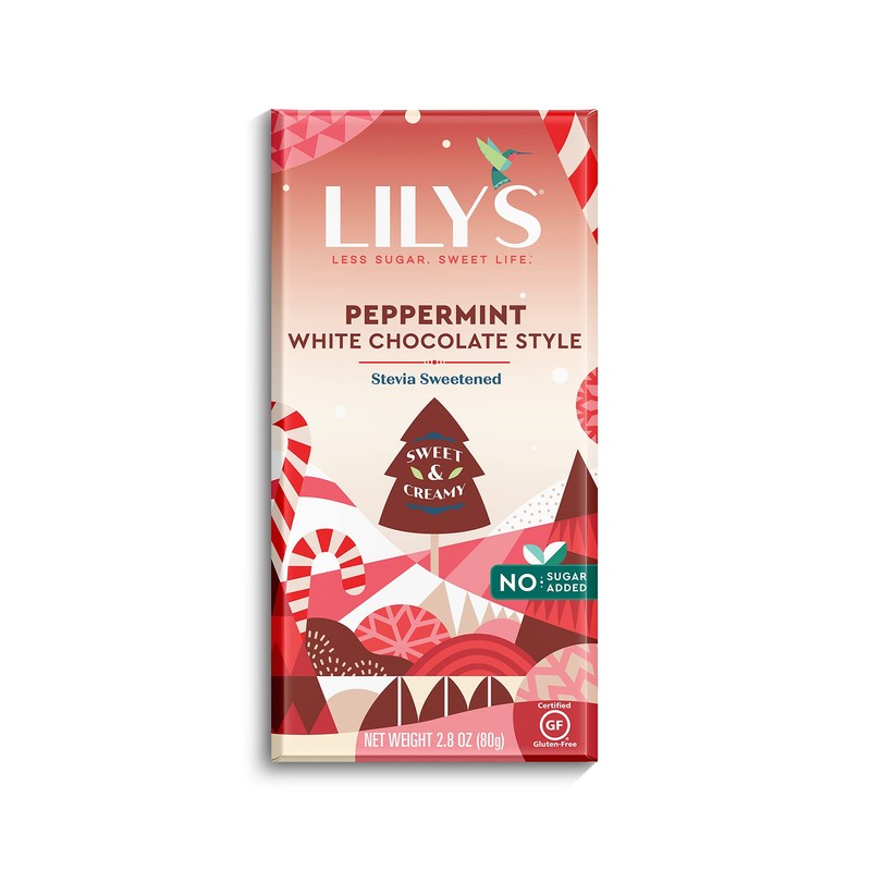 LILY'S White Chocolate Style Peppermint No Sugar Added Sweets, Christmas,