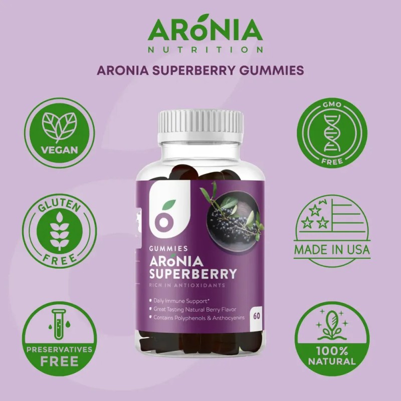 Gomitas Aronia Superberry para Apoyo Inmune y Antioxidante