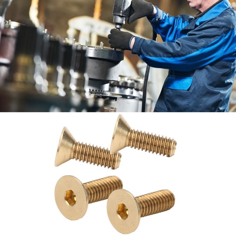 50Pcs Flat Hex Socket Screw Copper Countersunk Head Fastener Hardware