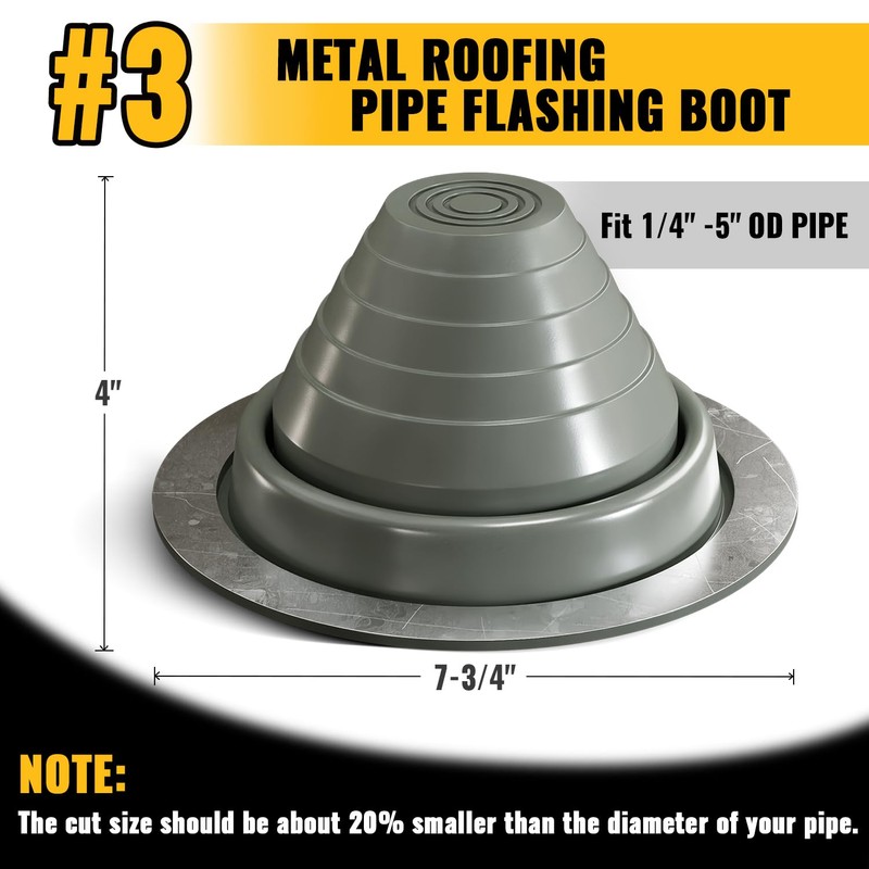 VIVIDA #3 Silicone Metal Roof Pipe Flashing Boot, High Temp