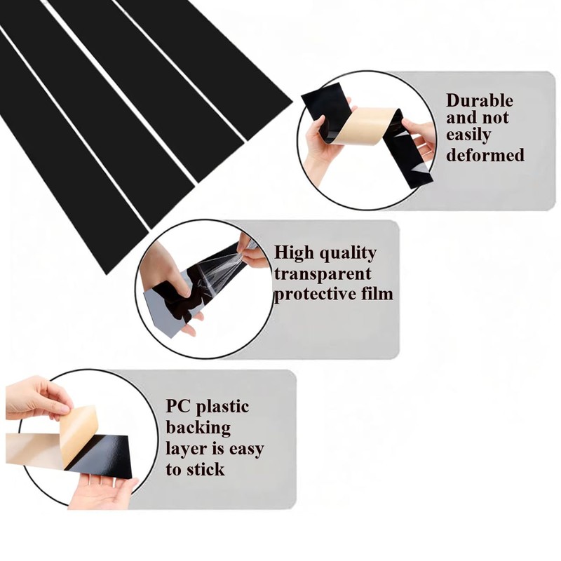 YINEOR for Honda Civic B Pillar Trim, Glossy Black, 6-Piece