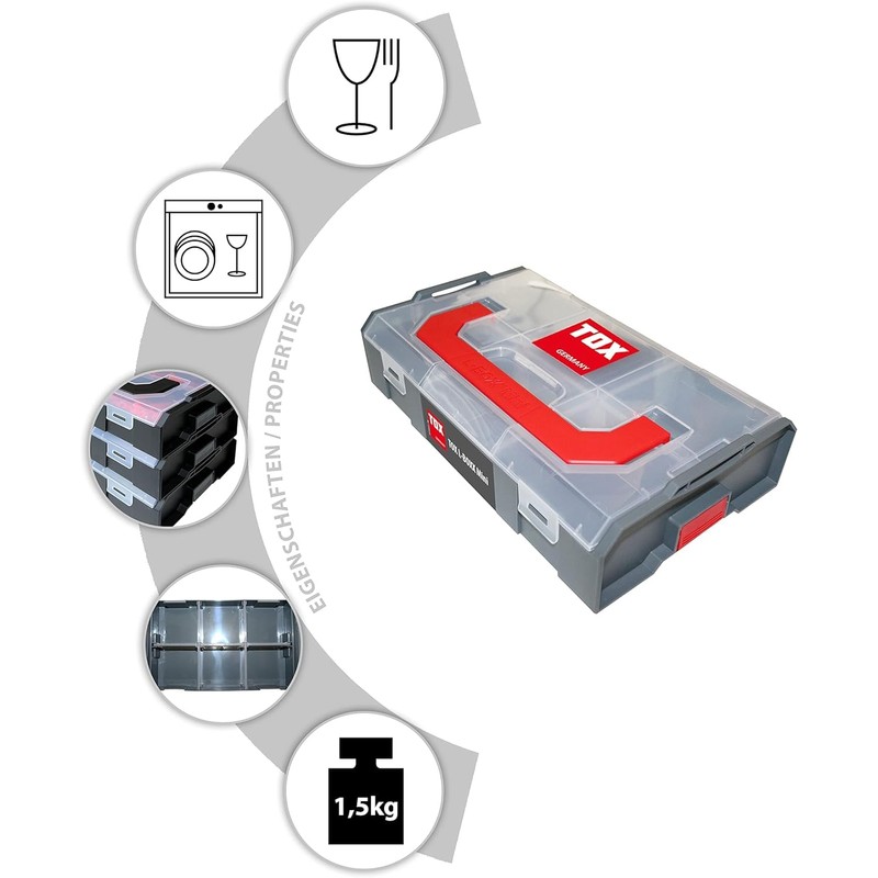 TOX L-BOXX Mini M, effective, compact, clear sorting box for