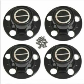 Aftermarket Products 4pcs 1980-1996 FORD F150 BRONCO VAN MatteBLACK  Wheel Hub Center Caps BLACK