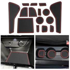 CDEFG Compatible with Opel Corsa F 2020-2023 2024, Rubber Mats Centre Console Non-Slip Mats Non-Slip Cup Holder Rubber Mat Armrest Corsa F Manual Brake Accessories (Red)