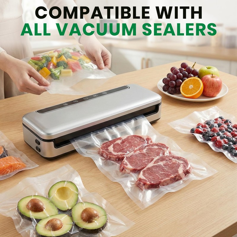 FUNFERY 100 PCS Precut Vacuum Sealer Bags for Food 11"x16"/8"x12"/6"x10"