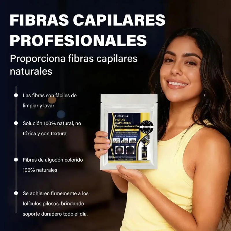Lunixila Fibras Capilares 100g Relleno Cubre Calvicie Negro