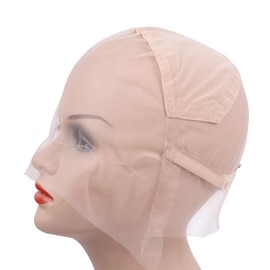 Base de peluca de encaje completo con correa ajustable para hacer gorras de peluca (beige L 58,4 cm)