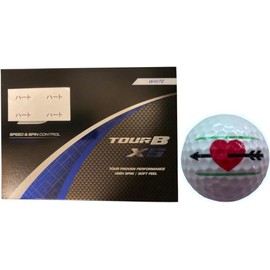 【ハピラキ_ゴルフライン】 ブリヂストン TOUR B X XS 2024年 モデル ３本ライン入り (XS_白１ダース_ハート)