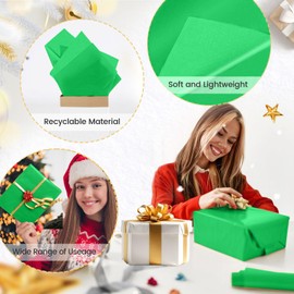 Hlonon Green Tissue Paper for Gift Bags - 30 Sheets of Green Wrapping Tissue Paper Bulk Packaging Paper for Weddings Birthday DIY Project Christmas Gift Wrapping Crafts Decor (14 x 20 Inch)