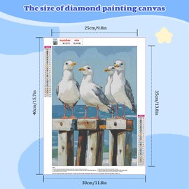 NEWENMO Cute Seagulls Diamond Painting Set Adults, DIY Cartoon Animals Diamond Painting Pictures, 5D Diamond Painting Adults, Aesthetic for Wall Decorations, Home Wall Decor Gifts, 30 x 40 cm