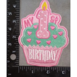 Unbranded My 1ST Birthday -  Embroidered Iron On Applique Patch