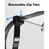 Black Cable Ties, 300mm x 3.6mm, Pack of 100, 12"