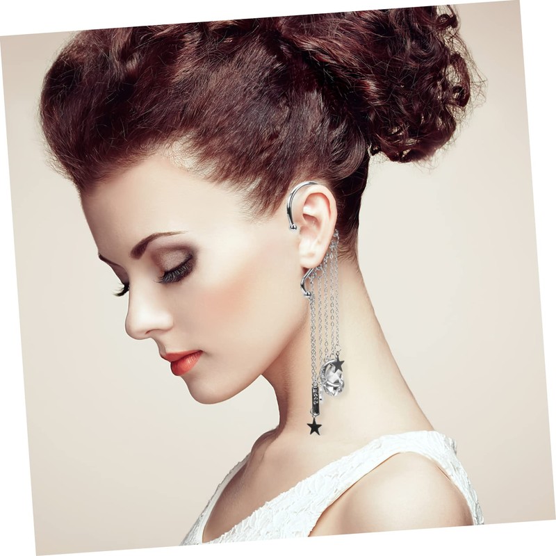 COLLBATH Chic Moon Earrings Nonpiercing Ear for Women Comfortable Ear