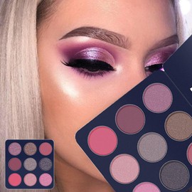 Purple Pink Eyeshadow Palette, Eyes Make-Up Palettes, Shimmer Eye Shadow Makeup, Smokey Pigmented Matte Shimmering Cool Make up Set, 9 Hot Colour Waterproof Longlasting