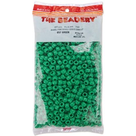 The Beadery 750V057 6 by 9mm Barrel Pony Bead, Green, 900 Piece