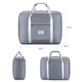 KSIBNW Ryanair Hand Luggage 40 x 20 x 25 cm, Hand Luggage Bag for Airplane, Foldable Travel Bag, Weekender Bag for Luggage, Sports, Camping, Grey (55 x 40 x 20 cm), travel bag
