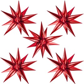 Moukiween 60 PCS Red Star Balloons, 12 Point Cone Explosion Star Foil Balloons for Birthday, Wedding, Valentine's Day, Bridal Shower, Christmas Graduation Ceremony and Anniversary Backdrop (Red)